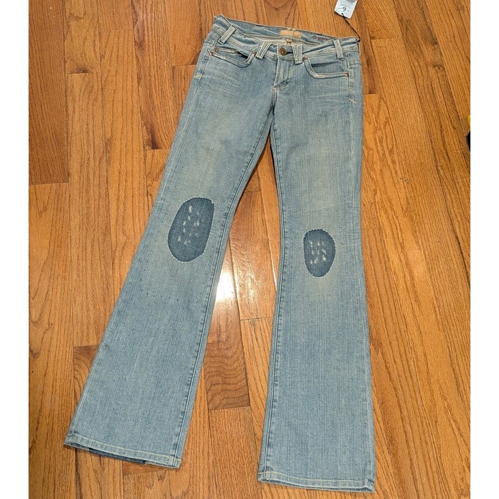 Y2K Low Rise Flare Jeans Yanuk NWT Patchwork Distressed Made USA Sz 25